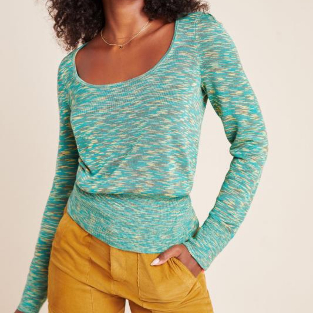 Kendra sweater Anthropologie scoop neck top long sleeve women's large regular